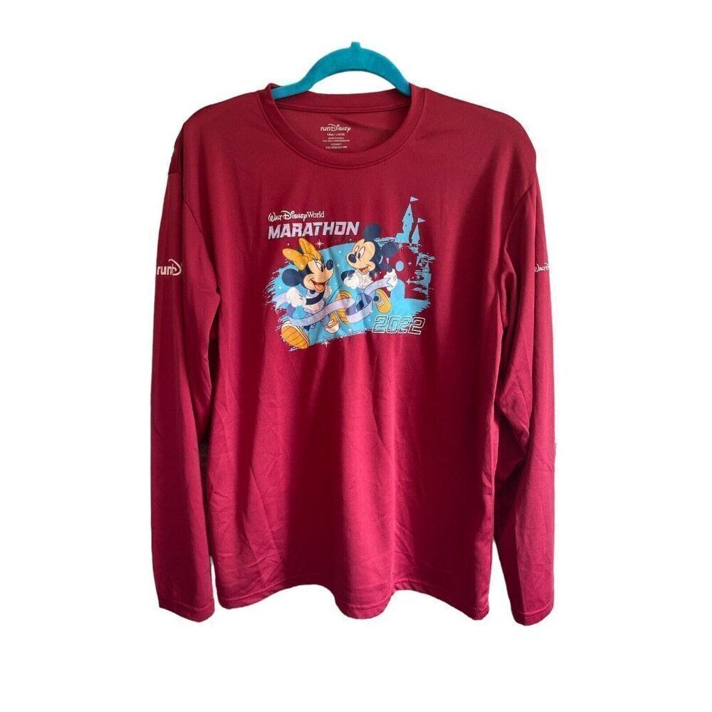 Run Disney 2022 MARATHON Mickey Minnie Mouse Adult Shirt L Walt Disney World